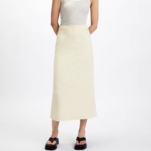 Zara-Midi Off White Skirt Felt Textured